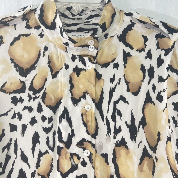 Equipment Femme Dress Medium 100% Silk Leopard print Shirt Dress Lined - Picture 2 of 16